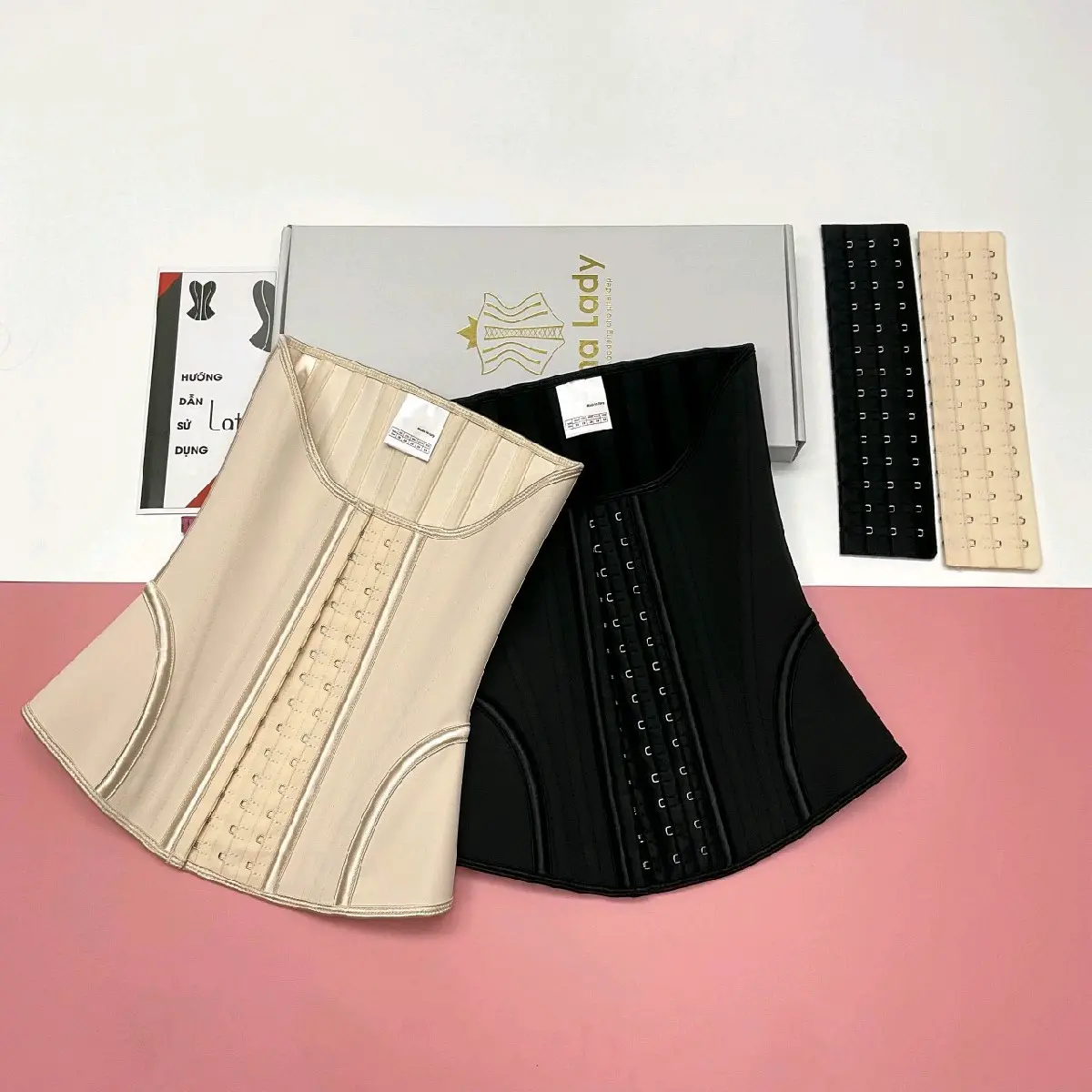 Đai latex cải tien 19 xương loại trơn (tặng kèm thanh nối + thước dây)