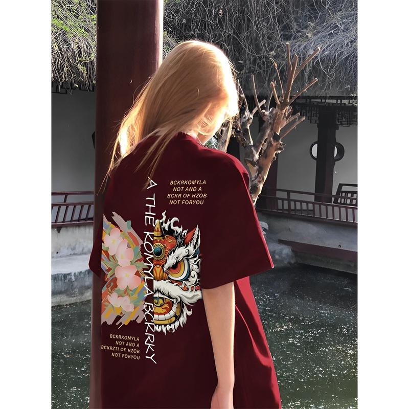Product Introduction of Áo Cotton Ngắn Tay, Màu Đỏ Tía Lễ Hội, Cổ Tròn, Unisex, Hàng Mới Về Mùa Hè 2
