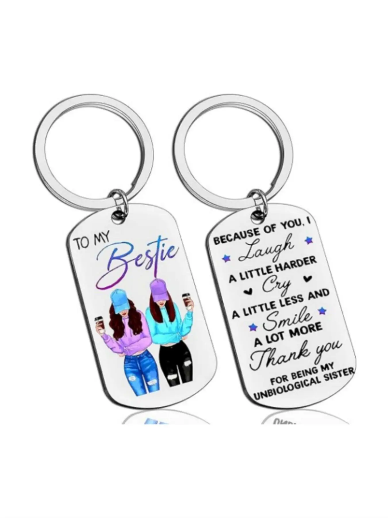 Fashionable Cartoon Figure Pattern Keychain, Stainless Steel Keychain for Women & Men, Key Ring for Car Keys, Friendship Gift for Bestie BFF