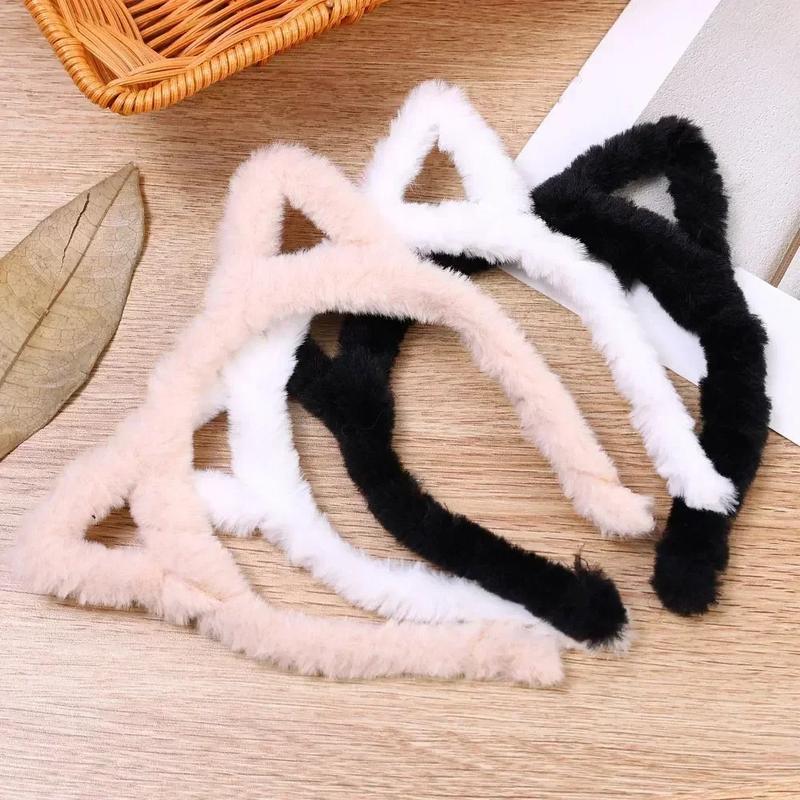 Product Introduction of Funny Cartoon Cat Ear Headband Solid Color Lightweight Plush Hairband Portable Hair Accessories Cosplay 14