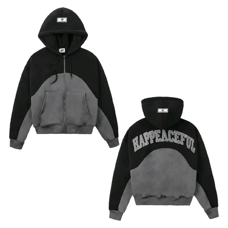 Áo khoác hoodie Zip Logo thiêu HAPPEACEFUL  nam_nữ  năng động aos weaternam hoodie  nocturnal Menswear Nhung peaceful whenever  hoodie 1