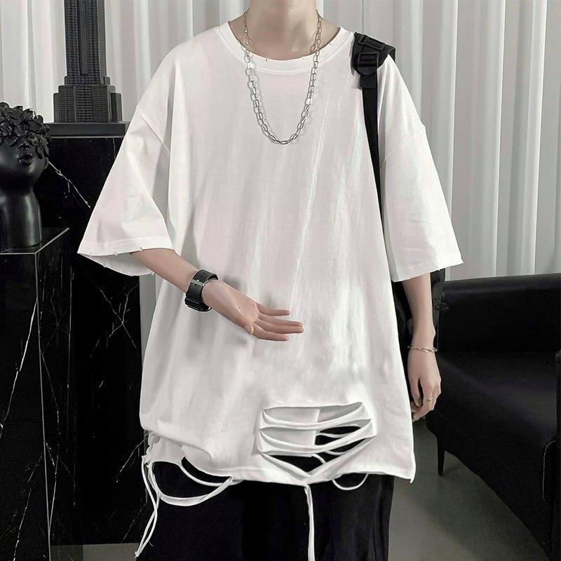Ankids Áo phông rách cá tính chất cotton mềm co giãn 4 chiều 12-35kg