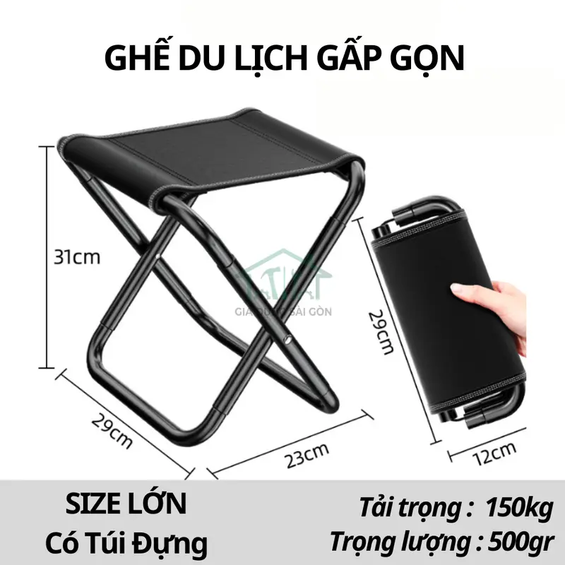 Ghế xếp dã ngoại gấp gọn có túi đựng tiện dụng – Chất liệu chắc chắn dễ dàng du lịch, câu cá, dã ngoại, xếp hàng đợi 1