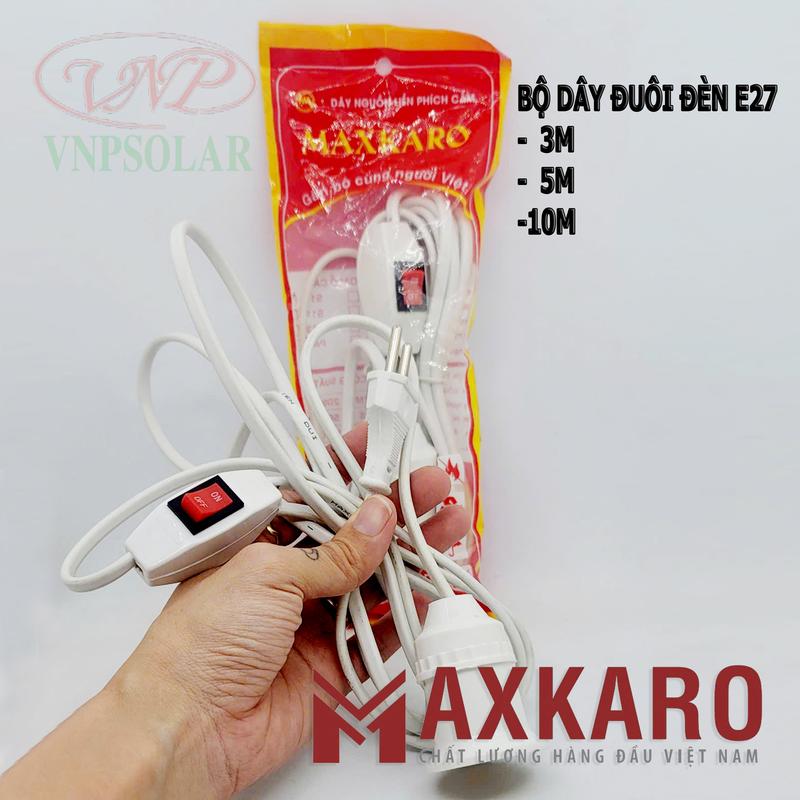 Đui đèn E27 liền dây có công tắc và phích cắm dây dài 10m - 5m - 3m MAXKARO  Hàng Việt Nam chất lượng cao