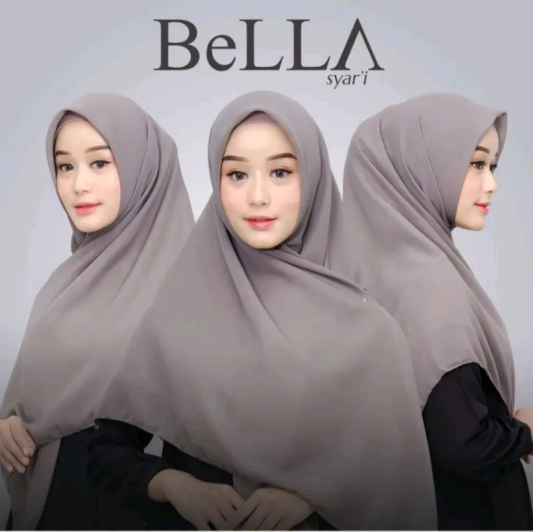 Paket 6pcs Segiempat Bella Square Syar'i Polycotton Jilbab Muslim Nyaman - Syari, Kerudung Basic