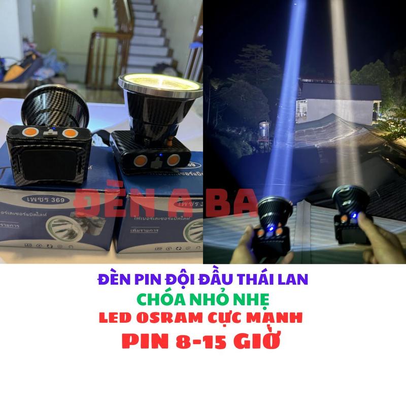 Đèn pin siêu sáng thái lan T369 chóa nhỏ 7cm sáng cực mạnh pin trâu 8-15 giờ đội đầu