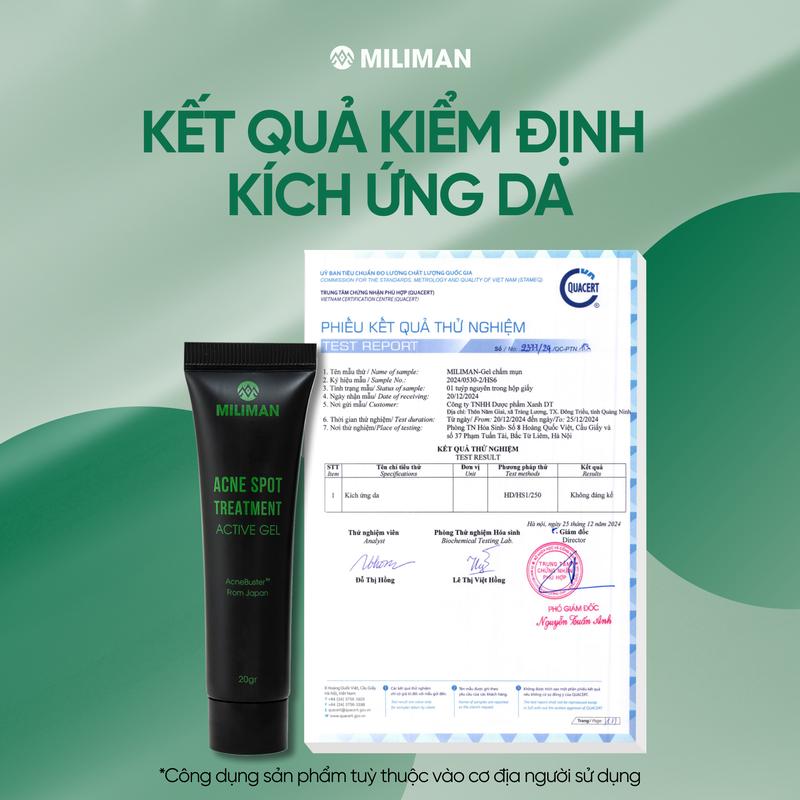 Gel Giảm Mụn & Mờ thâm MILIMAN 20gr - Phức Hợp AcneBusterTM Nhập Khẩu Từ Nhật Bản, Tinh Dầu Tràm Trà Hỗ Trợ Giảm Mụn 5