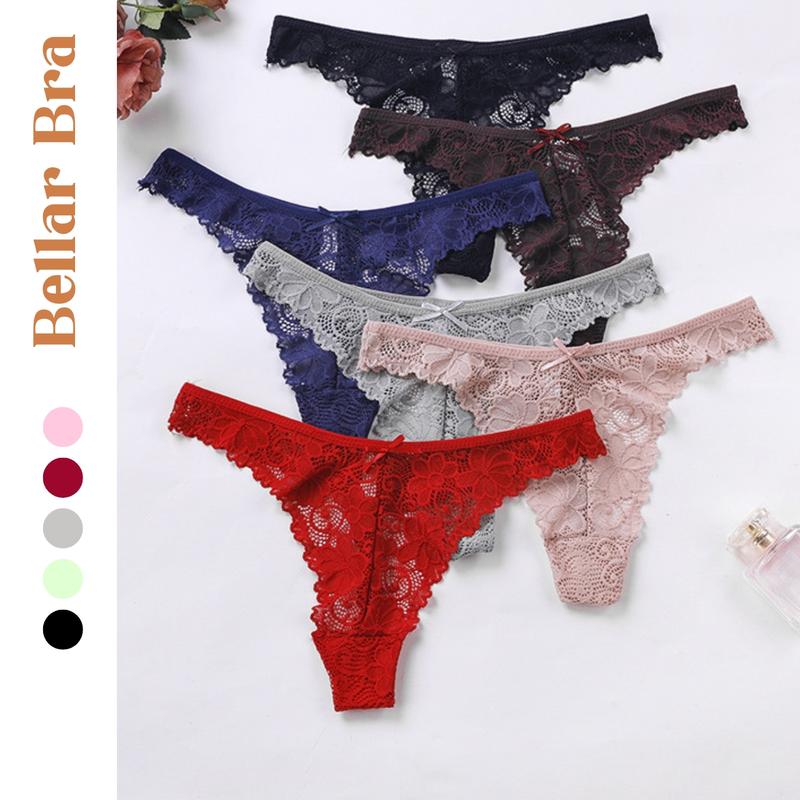 Quần Lót Nữ Lọt Khe Bellar Bra - Quần lót ren hoa đính nơ gợi cảm đáy may 2 lớp Women Màu Đen BBL6551 - Tết