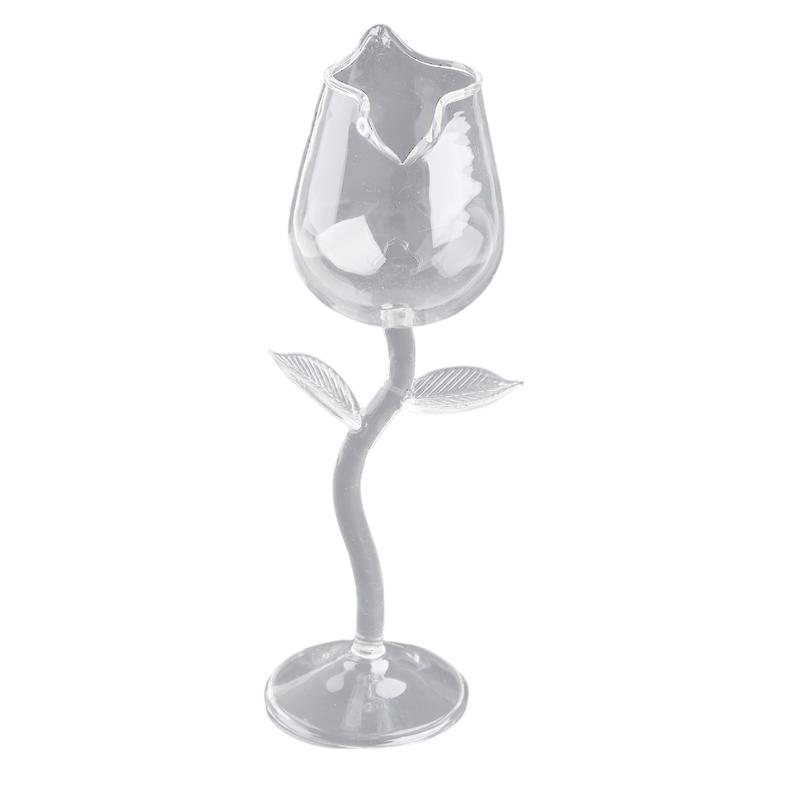 HCSJ 100ml Fancy Red Wine Goblet Exquisite Rose Flower Shape Wine Cocktail Glasses 0