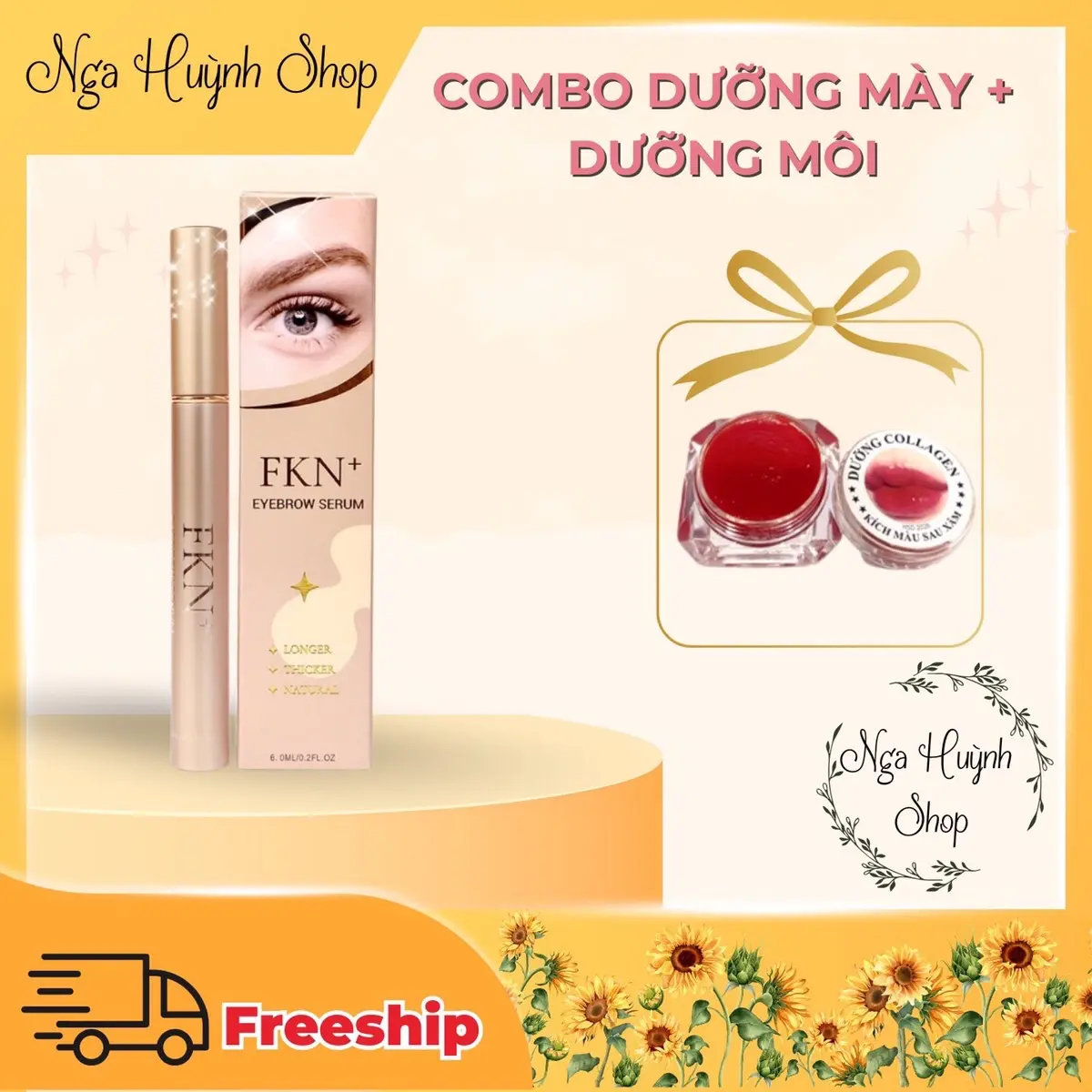 1 Dưỡng Mày FKN+ phiên bản giới hạn cao cấp (Tặng Dưỡng Môi) hỗ trợ cải thiện lông mi mày thưa ngắn dành cho nam và nữ