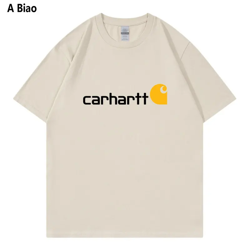 Áo Thun Carhartt, Phong Cách Âu Mỹ, Thương Hiệu Hợp Xu Hướng Dành Cho Nam Và Nữ, Cổ Tròn, Thường Ngày, Ngắn Tay, Làm Bằng Bông, In Hình, Thích Hợp Cho Nam, Hàng Mới Về