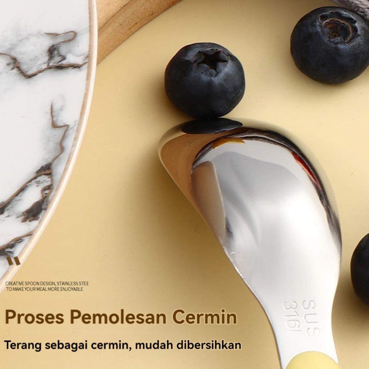 Set Sendok Garpu Bayi Stainless Steel dengan Kotak Gagang Silikon Lembut Set Alat Makan MPASI Anak Portable Travel Cutlery Set Sendok Garpu Sekolah Aman Anti Karat Ringan Higienis untuk Bayi Balita Belajar Makan Mandiri