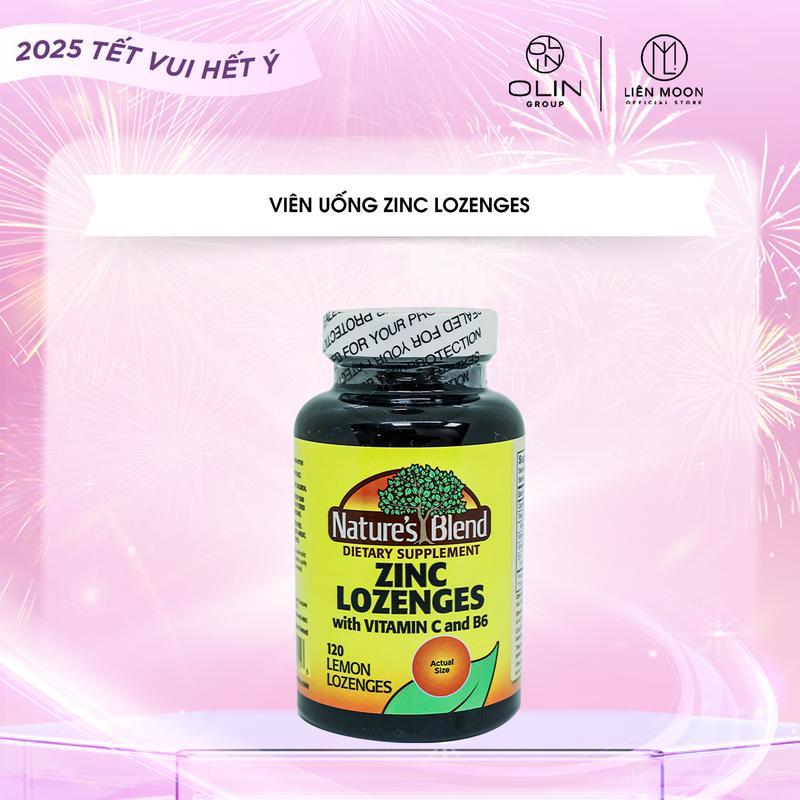 E10 Viên uống Zinc Lozengers bổ sung vitamin C và B6 ( lọ vàng ) Nature's Blend 120v
