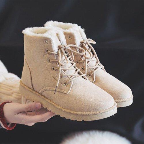 boots nữ lót lông thời trang, Mắt cá chân, Mũi tròn GiàY Shoes Len Bốt. Cổ Cao 5cm boot  vàng