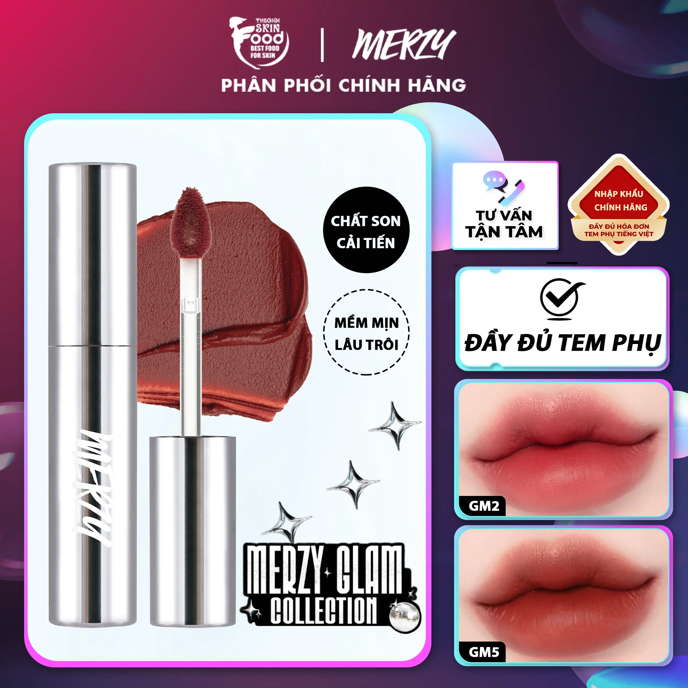 [GLAM EDITION] Son Kem Lì Trang Điểm Merzy The Glam Mellow Tint 4g Cosmetic Nữ Women Mỹ Phẩm