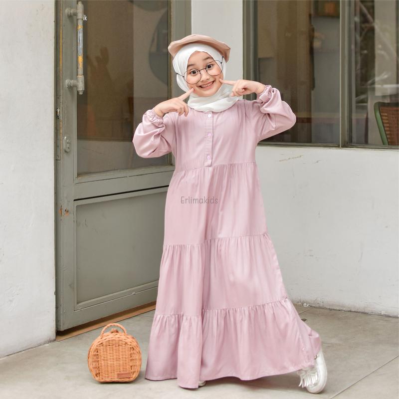Gamis Anak Perempuan Muslim 4 s/d 11 Tahun Homey Dress Nayla Polos By Erlimakids Bahan Katun Rayon Viscose Premium Lucu Dan Cantik Nyaman Dipakai Bisa COD 1