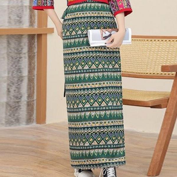 Product Introduction of Váy Một Mảnh Phong Cách Dân Tộc Bohemian, Hoa Thái Hòa, Phong Cách Dai, Dài Trung Bình Váy Buộc Dây Dành Cho Phụ Nữ, Thích Hợp Cho Mùa Hè Dress Women Khuy Cổ Tròn Khuy Cổ Tròn Voan 1