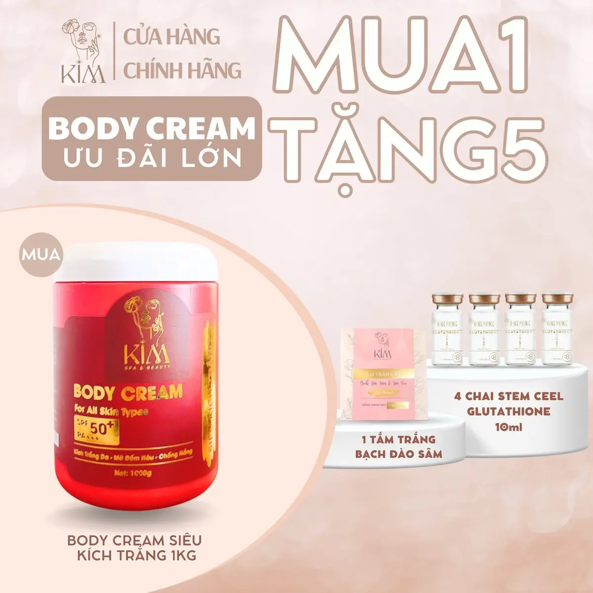 [ MUA 1 TẶNG 5 ] KEM BODY SIÊU KÍCH TRẮNG 1000g