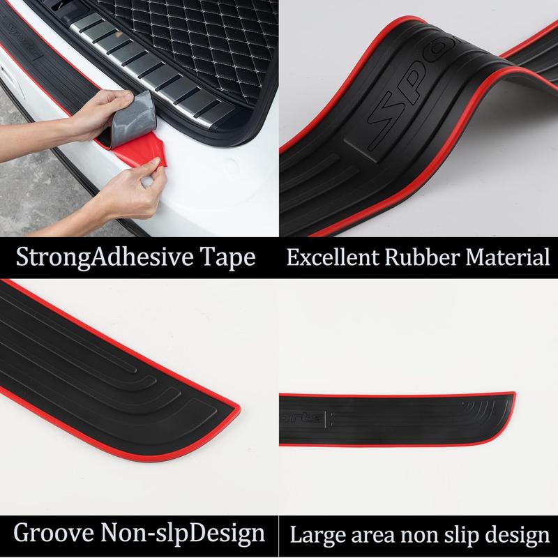 SINGARO Car Rear Bumper Protector, 41inch x3.5inch Car/SUV Universal Rubber Anti-Scratch Trunk Exterior Accessories（Black） 8