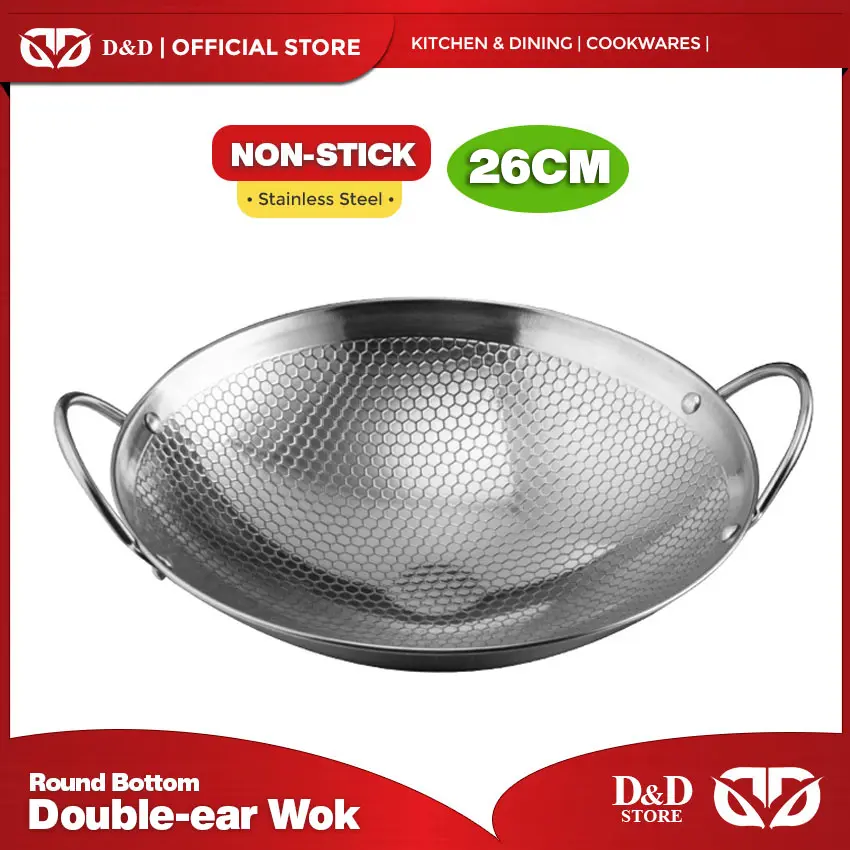 Chảo Nấu Ăn Hai Tai, D & D, Đường Kính 26cm, Làm Nóng Nhanh, Đáy Tròn, Thích Hợp Sử Dụng Trong Cửa Hàng Bán Lẻ