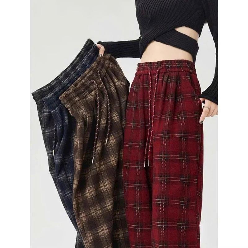 BIGSIZE 35-100kg xuông kẻ dạ mùa đông chất dày dặn đẹp sọc ff nỉ quan xuong ni dep quần da caro đỏ noel ố ng r ộ nâu quânsuong cap cao ống suông nữ