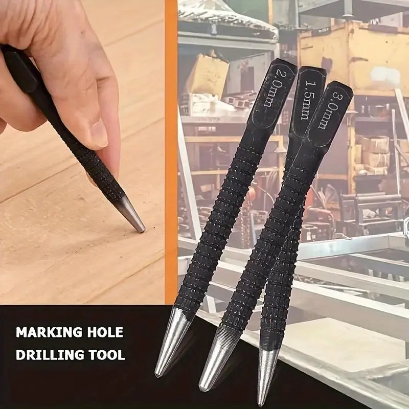 High Carbon Steel Center Punch Set, Anti-slip Center Punch for Alloy Steel, Wood Marking Drilling Tools, Drilling Fixed-point Device 4