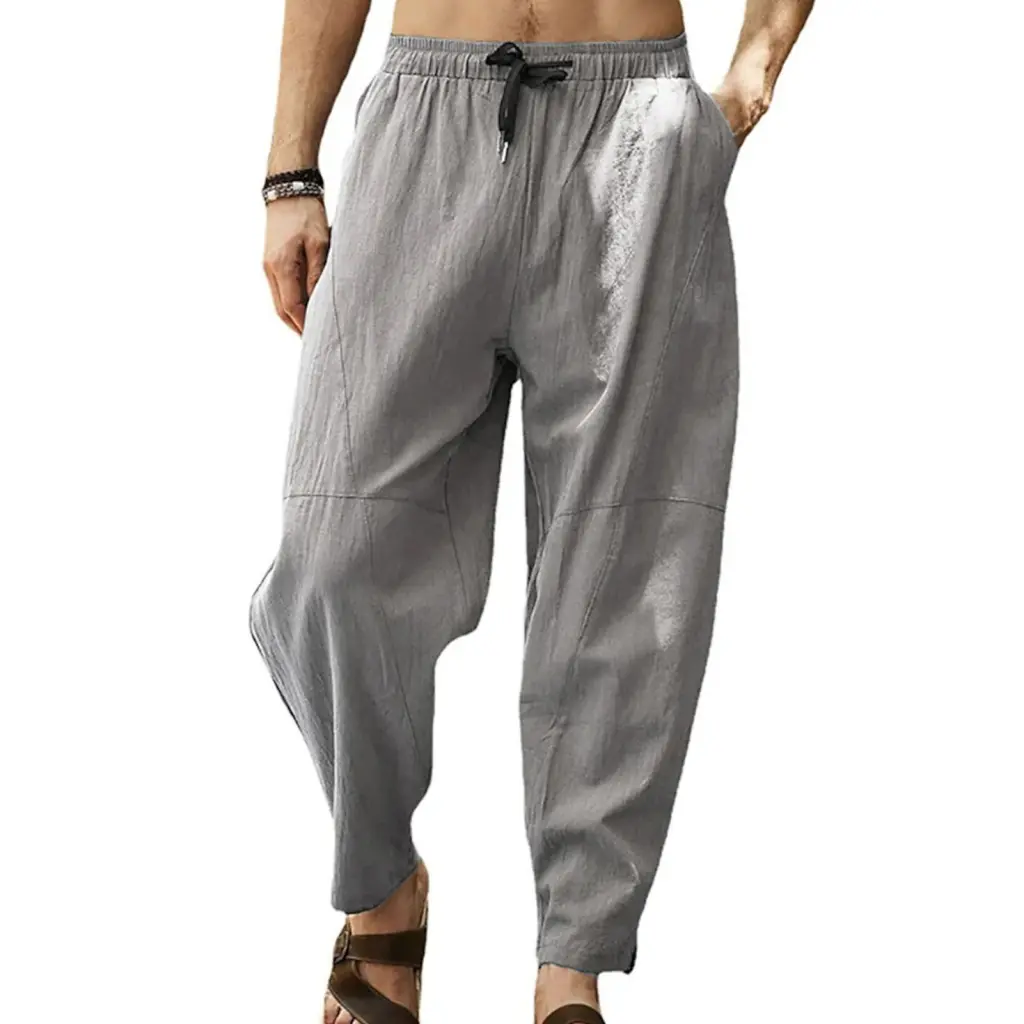 hwuaing Men Pants Great Harem Pants Long Casual Men Trousers Loose Trendy Drawstring Harem Pants for Dating Loose