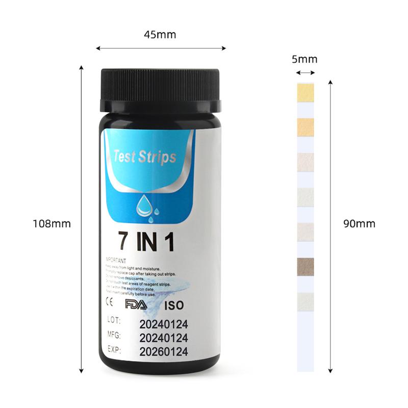 7-in-1 Test Strips Spa and Pool Test Strips Tester Testing Kit for Total Hardness/Total Chlorine/Free Chlorine/Bromine/pH/Total Alkalinity/Nitrite 50ct 1