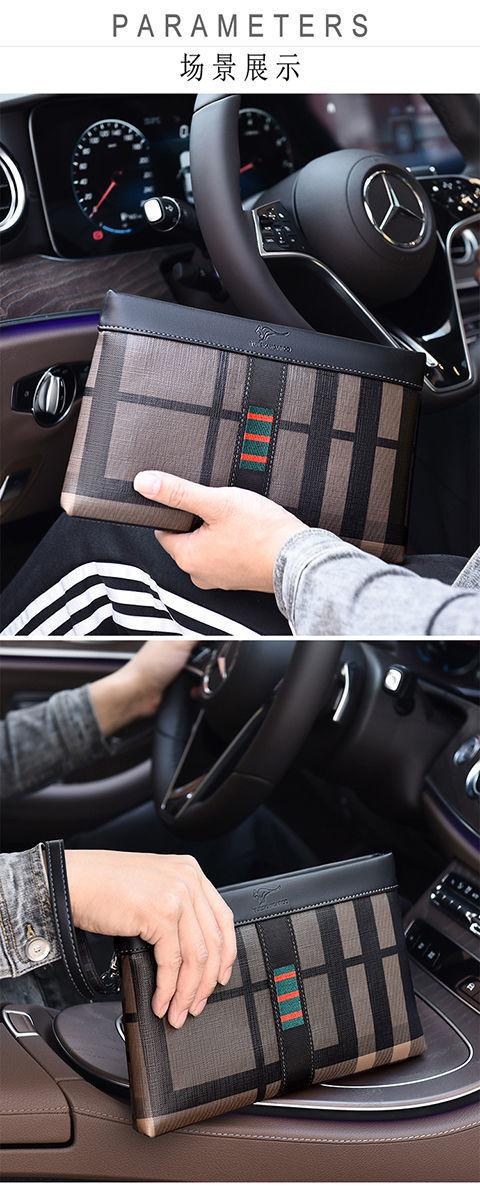 Product Introduction of 2023 New Men's Clutch Business Outing Authentic Leather Tactile Feel Lightweight and Large Capacity Envelope Clutch Male Wallets 12