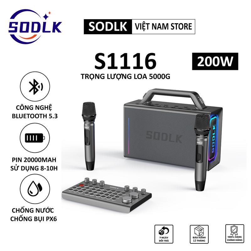 Loa Karaoke Bluetooth SODLK S1116 200W Điều khiển từ xa Kèm Bộ Soundcard - Chính Hãng Bảo Hành 12 Tháng loa bluetooth Củ Loa Nghe Nhạc