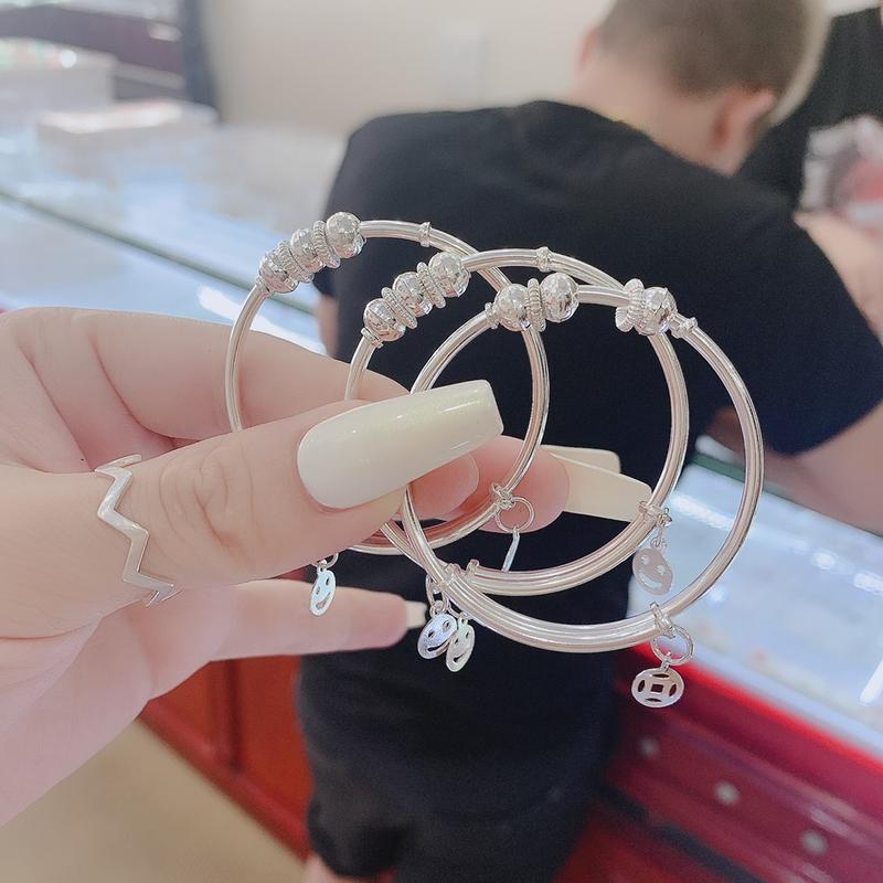 Vòng tay bạc ta ba bi cho bé có chỉnh cỡ dưới 17kg HHJ bạc đẹp hải hạnh