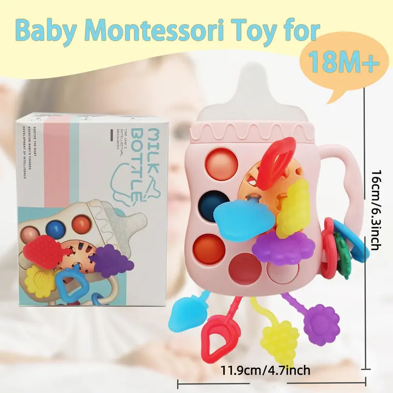 Silicone Pull String Toy, 1 Box Baby Teething Toy, Travel Toys for Toddlers, Educational Sensory Toy for Baby Boys and Girls 7