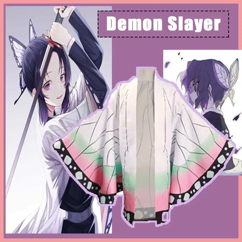 Trang Phục Hóa Trang Anime, Cho Trẻ Em, Nhân Vật Anime: Sát Thủ Quỷ Kochou Shinobu, Áo Cardigan Kimono Nhật Bản Cho Bé Gái, Áo Sơ Mi Hóa Trang Áo Cánh, Thích Hợp Cho Bãi Biển Mùa Hè, Kimono