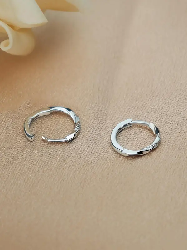 S925 Sterling Silver Hoop Earrings, Fashionable Zirconia Decor Earrings for Women & Girls, Trendy All-match & Exquisite Jewelry for Birthday Gift 2