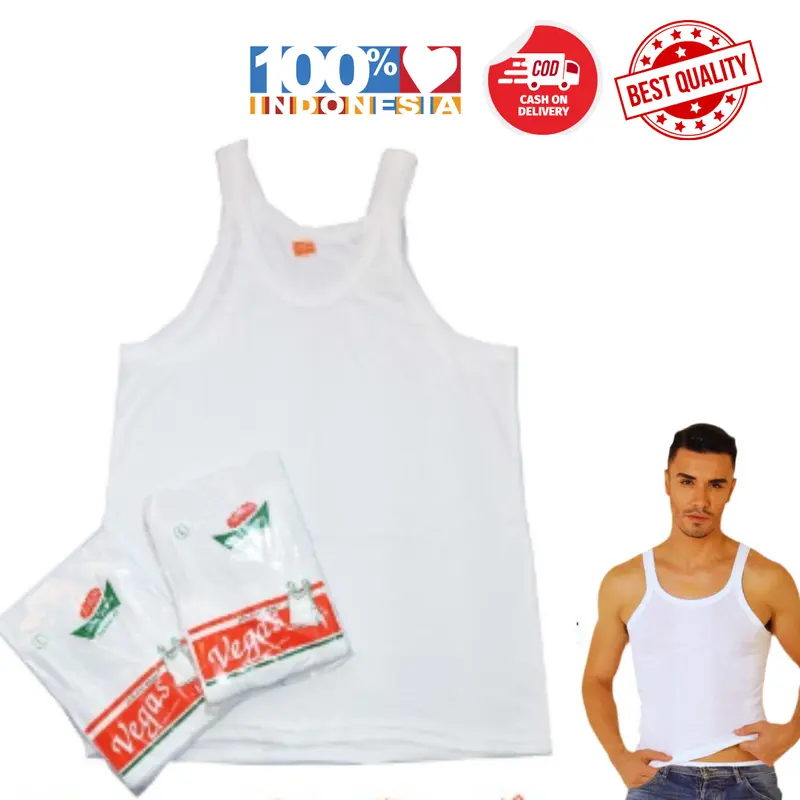 Singlet Pria Vegasa Kaos Motif Katun - 1 Pcs, Stretch, Size M-XXL - Oblong 0