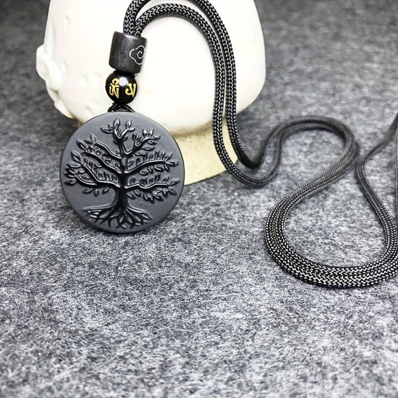 1 Piece Men's Fashion Obsidian Tree of Life Pendant-Spiritua - TikTok ...
