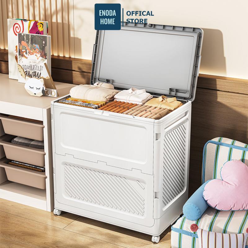 Hộp Nhựa Đựng Quần Áo Gấp Gọn Thùng Đựng Quần Áo Chăn Nệm Dung Tích Lớn Có Bánh Xe Di Chuyển Dễ Dàng Q043