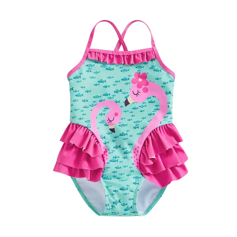 Bikini Áo Jumpsuit Quần Mùa Hè Cho Bé Gái Mới Biết Đi, Áo Tắm Xếp Ly Không Tay In Hình Cá Nhỏ Hồng Hạc, Mềm Mại Và Thoải Mái, Thời Trang, Thích Hợp Để Bơi Lội, Đi Biển, Xanh Lá Cây, Hồng, Đáng Yêu, Thích Hợp Cho 18-24 Tháng, 2-6 Tuổi 8