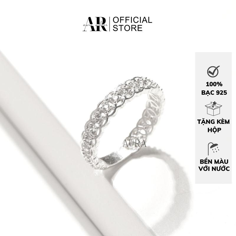 Nhẫn AURA bạc nữ nhẫn kim tiền đính đá đồng xu phiên bản mới-AURASILVER-N06