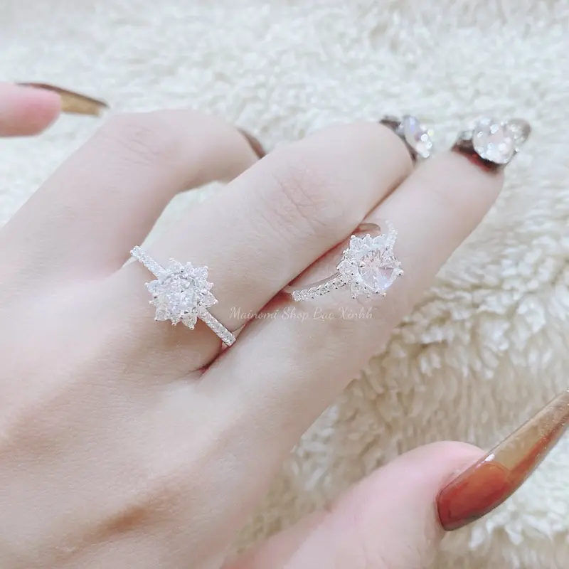 Nhẫn hoa mai 1 hàng bạc ta MAINOMI xinh xắn giá xưởng 1