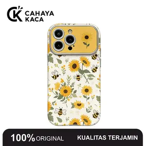 Casing HP Untuk iPhone 17 16 11 12 13 14 15 pro xs XR 14 plus pro max 7 8 6 7+ 8+ 6+ Xs Max Casing dengan Gambar Bunga Matahari dan Lebah Y09729