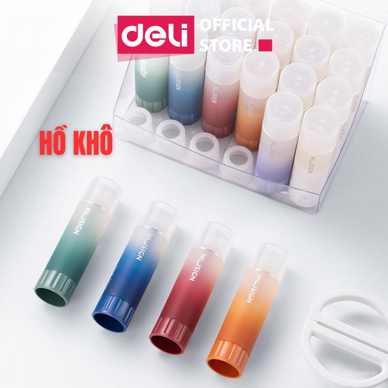 Hồ khô keo dán giấy màu học sinh Deli cao cấp - keo dán nhanh khô dính chắc làm thủ công học sinh, sinh viên, văn phòng