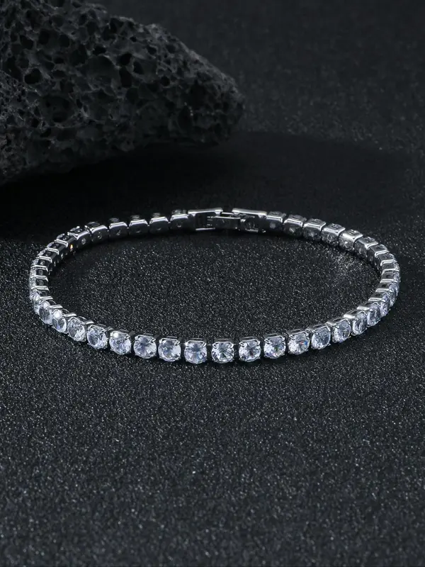 Men's Street Trend Rhinestone Decor Chain Bracelet, Trendy Exquisite Hip Hop Matching Bracelet, Chic Iced out Jewelry As Gift for Men 3