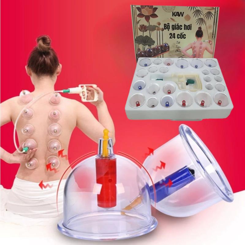 Giác hơi chân không KAW - Không Dùng Lửa Nhựa Nguyên Sinh 24 Cốc Bền Bỉ An Toàn bộ giác hơi