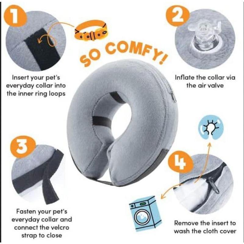 BENCMATE Protective Inflatable Collar for Dogs and Cats - Soft Pet Dog Cone Recovery Collar Does Not Block Vision E-Collar(Medium, Blue) 6