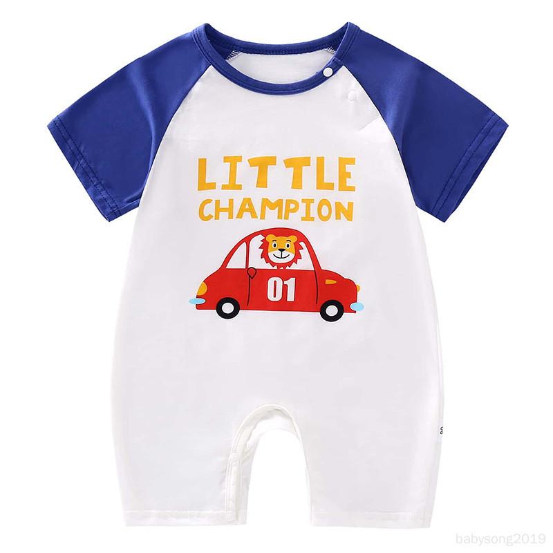 Baby Short-Sleeved Shorts One-Piece Summer Clothes 100-Day Air-Conditioned Clothes Cartoon Harem Clothes 1