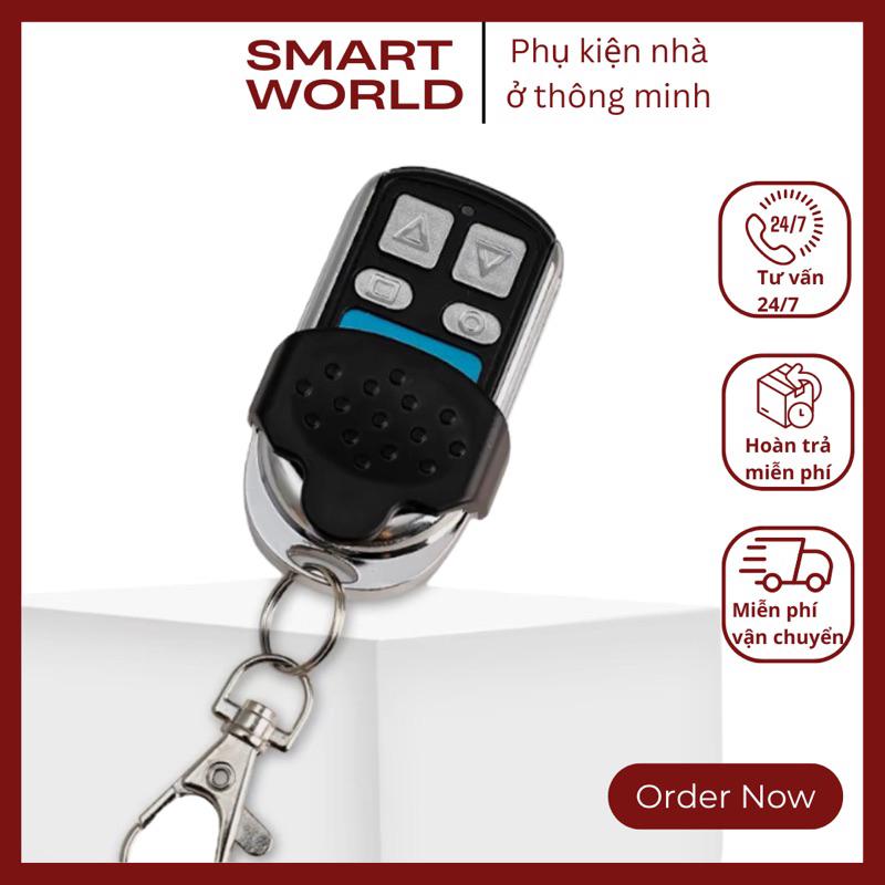 Remote cửa cuốn mã sao chép học lệnh thông minh tần số 433mhz inox nhỏ gọn đẹp mắt kèm pin. die uk hien cua cuon