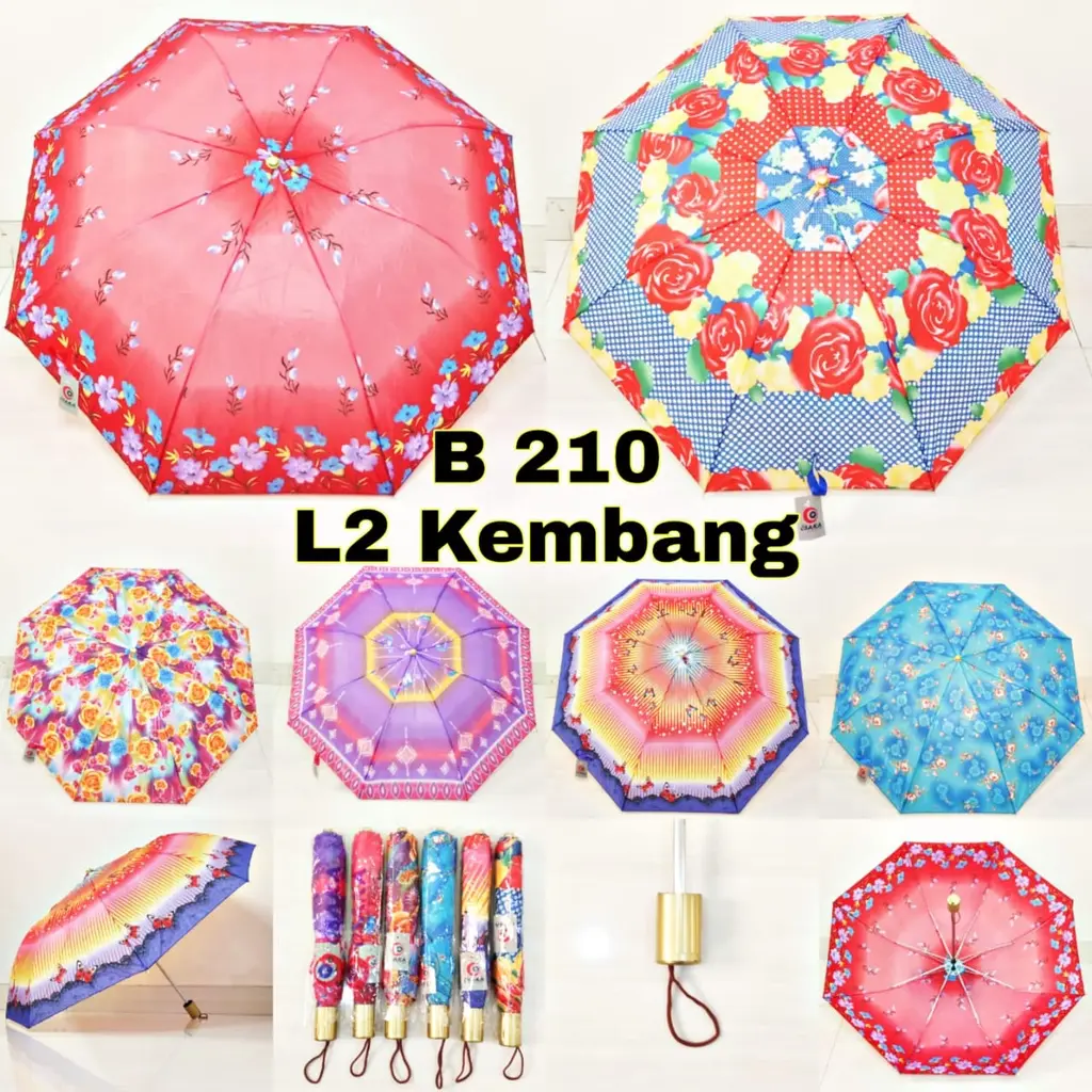 [Fiiyasshop] Payung Lipat 2 Kembang Osaka 210