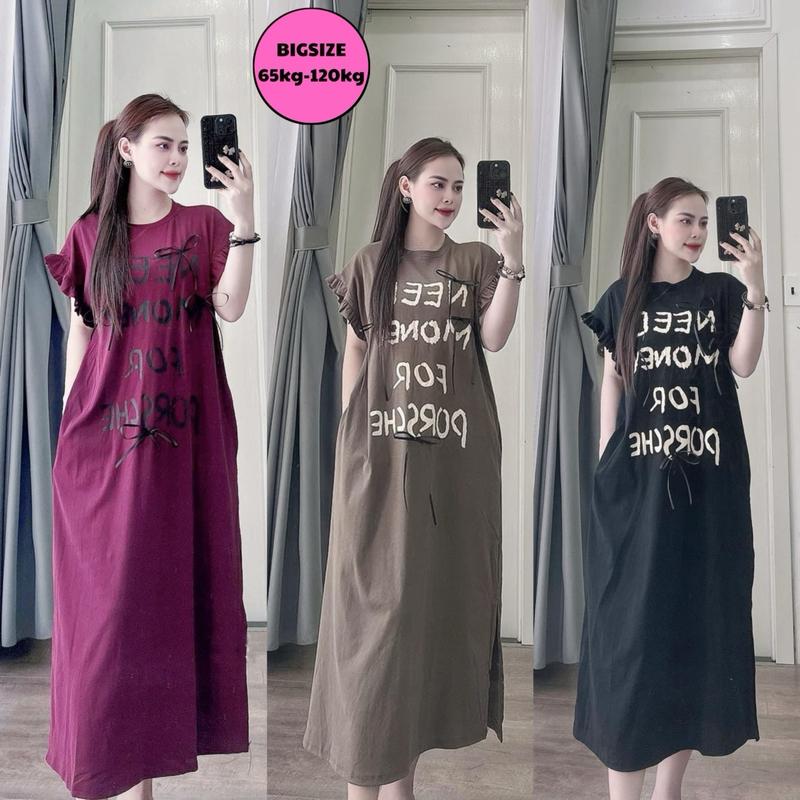 (bigsize 65-120kg ) Đầm xuông ( bầu mặc được )  . Đầm xuông dài qua gối . Đầm bầu bigsize Thai sản Thai kỳ Thoải mái Thoáng khí Cotton váy suông lụa