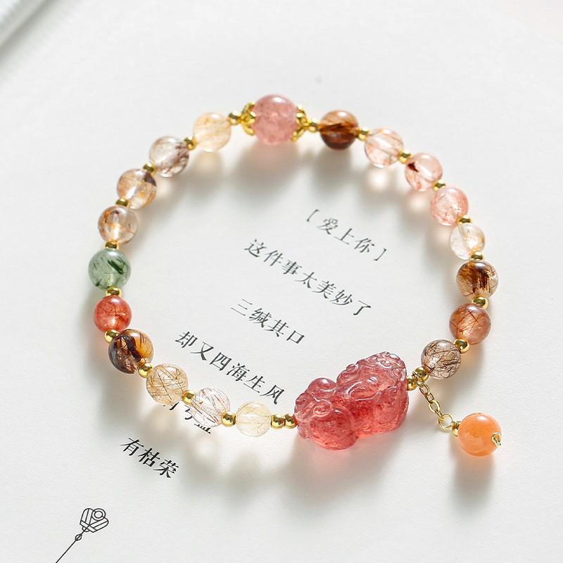 Product Introduction of Natural Crystal Bracelet Women's Design Hetian Jade Girlfriends' Bracelet Elegant Bracelet High-Grade Light Luxury Bracelet Wholesale 19
